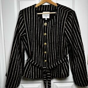 Alexia Admor Black Gold Tweed Jacket Blazer Peplum Size 14 Elevated